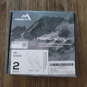 2 Pairs Weierya Men's Merino Wool Knee-High Thermal Ski Socks - Retro Black XL